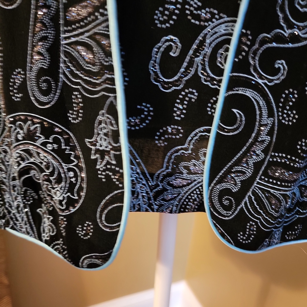 Alex Evenings Black and Silver And TEAL BLOUSE - Picture 10 of 15